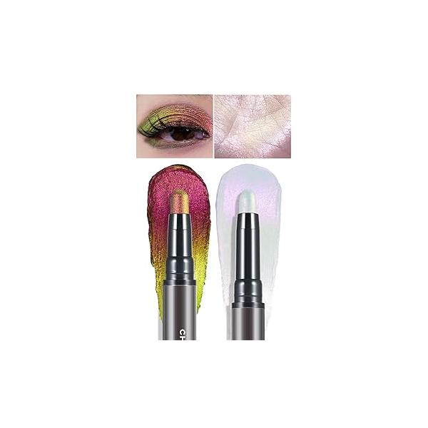CHARMACY Multichrome 2 in 1 Cream Eyeshadow Stick, Waterproof Eye Brightener Highlighter Stick Makeup, High Pigmented, Smudge-Proof, Vegan & Cruelty-Free (#904)