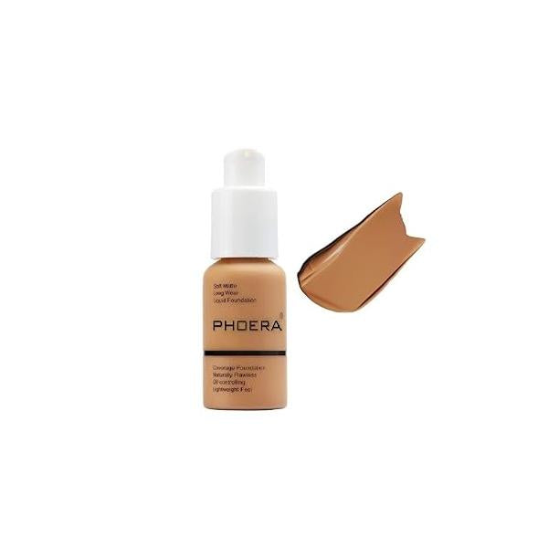 PHOERA Foundation,Flawless Soft Matte Oil Control Liquid Foundation Full Coverage Face Makeup. (102# Nude)