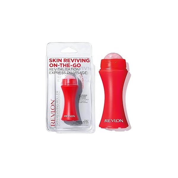 Revlon Skin Reviving Roller with Rose Quartz for All-Day Facial & Brightening, Compact Reusable, Gentle on Skin, 1 count