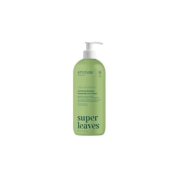 ATTITUDE Nourishing Hair Shampoo, EWG Verified, For Dry and Damaged Hair, Naturally Derived Ingredients, Vegan Plant Based, Grapeseed Oil Olive Leaves, 32 Fl Oz
