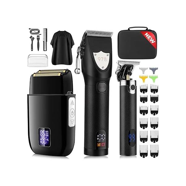 Suttik Professional Hair Clippers Set for Men, Electric Foil Shavers Barber Kit Clipper and Trimmer with Travel Case