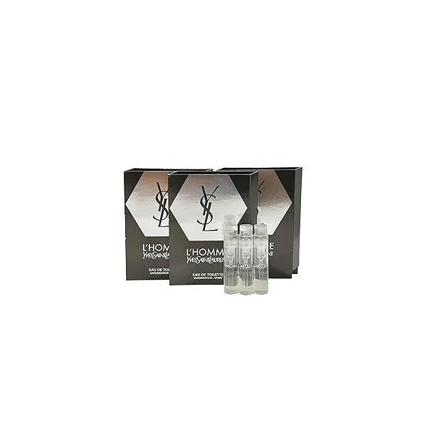 YVES SAINT LAURENT Sample Perfume MEN YSL Men L'Homme EDT Spray Trial Size Partially Filled Vials 1.2 ml / 0.04 fl oz (set of 3), Black