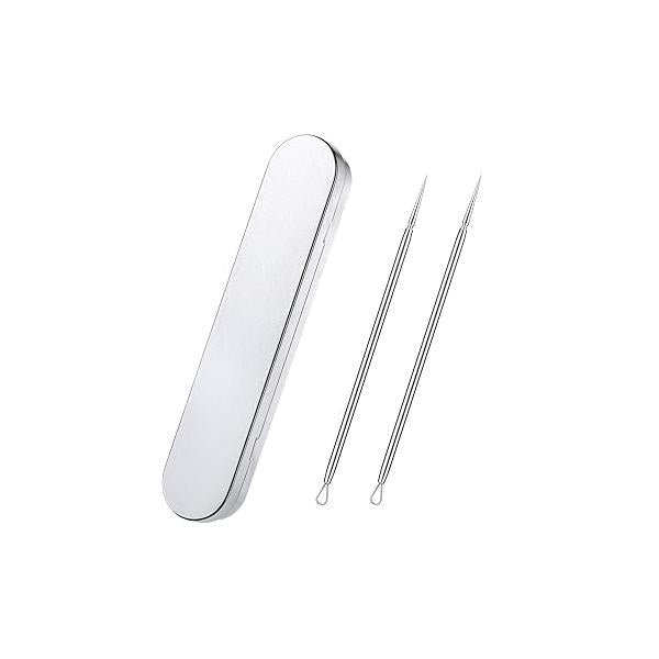 Titanium Lancet Needle Pimple Popper Tool Facial Milia Remover Blackhead Blemish Whitehead Extractor Professional Zit Comedone Removal 2 Pieces with Box