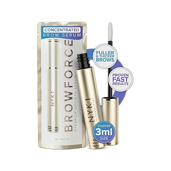 NYK1 CONCENTRATED Eyebrow Growth Serum For Thicker Brows (3ml) BrowForce To Grow Fuller Natural Brow - Advanced Eye Serums Formula Eyebrows Regrowth