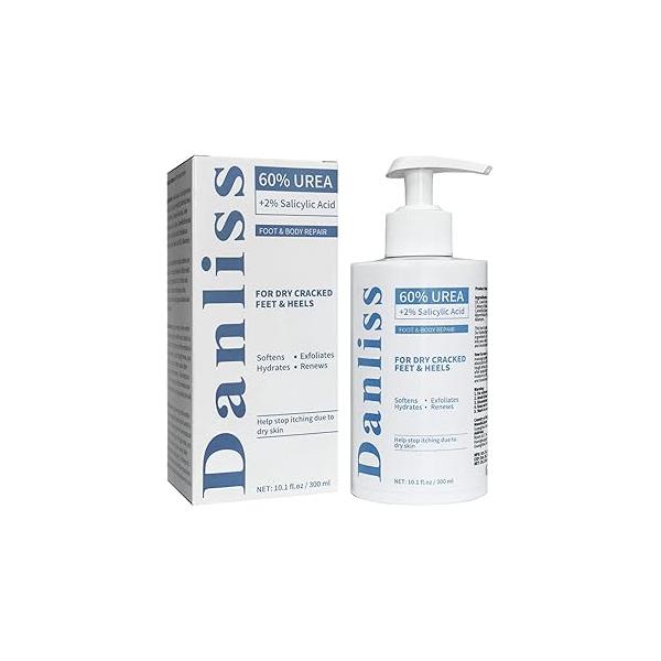 Urea Cream 60 Percent treatment Lotion 10.1 Oz Foot Hand For Dry Skin Maximum Strength Softens Cracked Heel Calluses & Thick Toenails with 2% Salicylic Acid Feet, Elbows, Hands and Knees