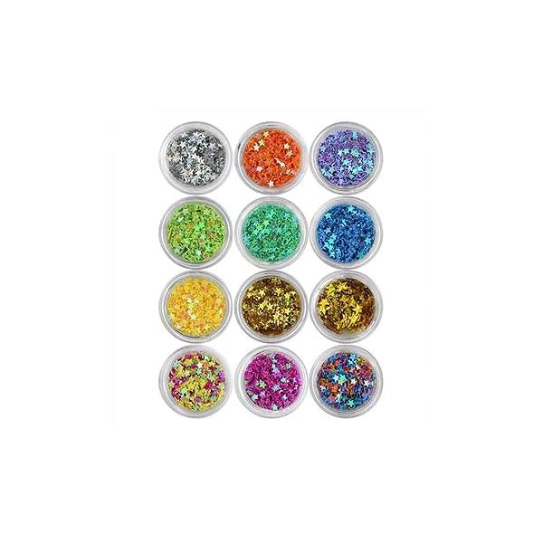 Nail Art DIY Snowflakes Glitter Sequins 3D Christmas Flower Flakes 12 Colors