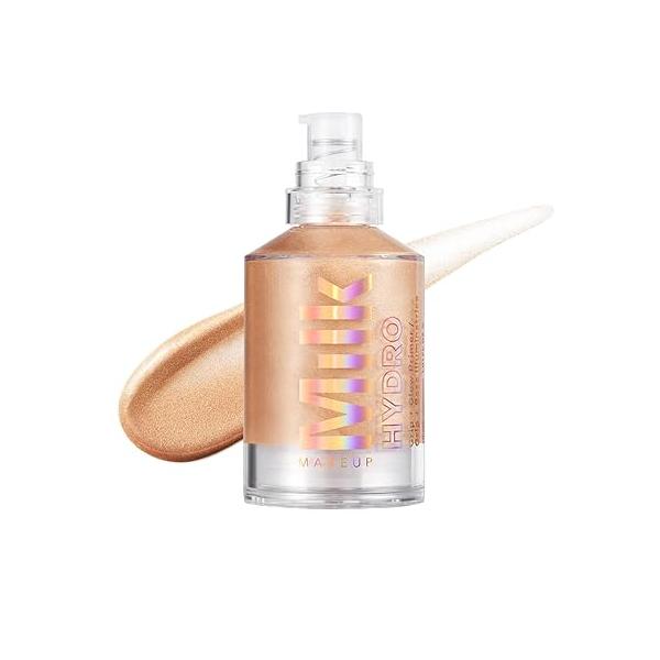 Milk Makeup Hydro Grip + Glow Primer with Hyaluronic Acid - Illuminating Face Grips for Up to 12 Hours Silicone-Free, Hydrating Formula Radiant, Golden Finish 1 oz