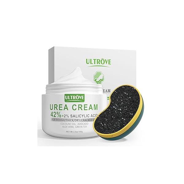 Urea Cream 42% - 2% Salicylic Acid Foot Moisturizer Callus & Dead Skin Remover, Repairing File, 3.5 oz