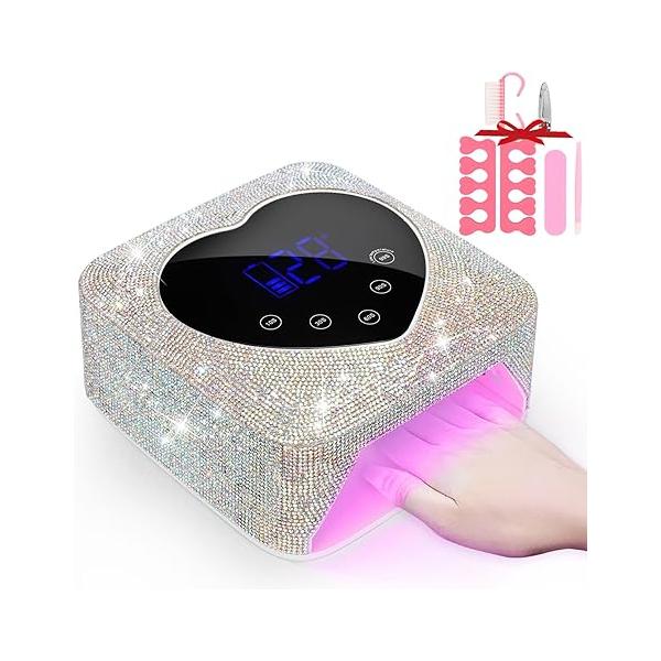UV LED Nail Lamp Cordless 72W Portable Dryer Light Rechargeable for Gel Nails Polish/Acrylic,Fast Curing Polish with 5 Timer Smart Sensor,Nail Art Drying Tools Home Salon