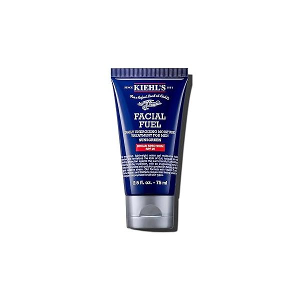 Kiehl's Facial Fuel Moisturizer with SPF 20 for Men, Energizing Face Dull Skin, Non-Greasy Feel, Hydrating Lotion and Broad Spectrum Sunscreen, Caffeine, Vitamin C & E