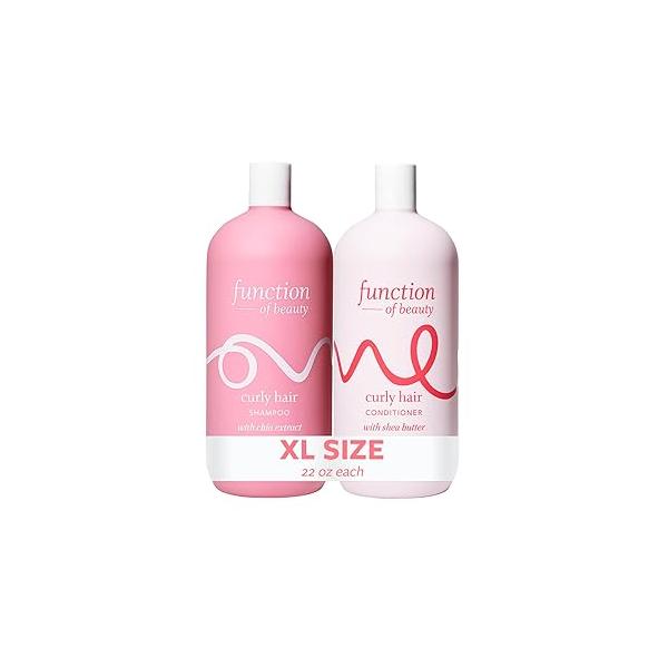 Function of Beauty Curly Hair Shampoo & Conditioner Set, 22 oz Each - With Chia Extract to Define Shape Curls Shea Butter Moisturize, Nourish Enhance Natural Curls, Sulfate-Free