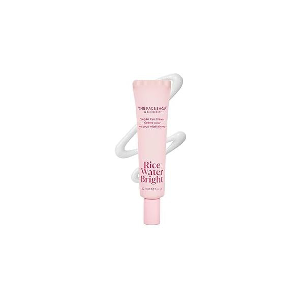 The Face Shop Rice Water Bright Vegan Eye Cream - for Dark Circles Under Treatment Brightener Hydrating Niacinamide Hyaluronic Acid Korean Skin Care