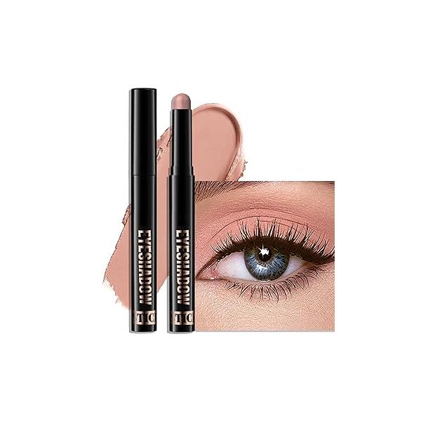 Eyeshadow Stick Shimmer Waterproof Long Wear Eye Brightener Cream to Powder Glitter Shadow Crayon High Pigmented Highlighter Liner Pencil Makeup Crease-Proof Buildable Color, 9 CHAMPAGNE