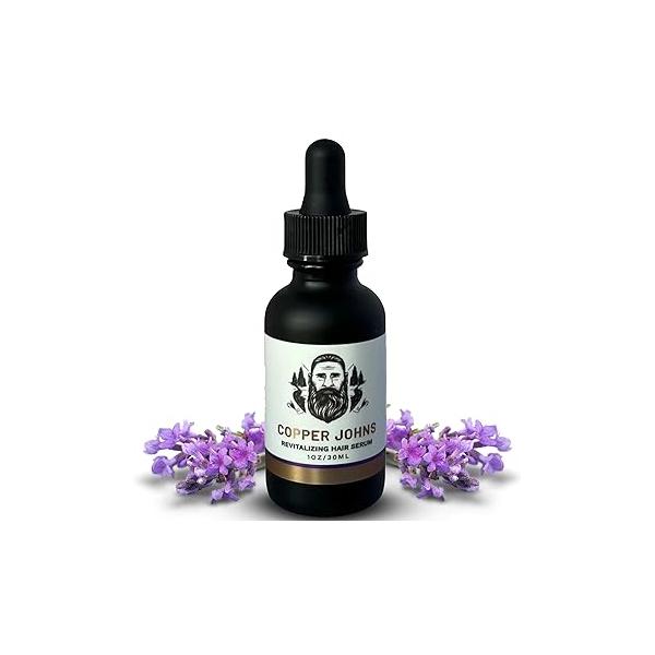 Copper Johns Revitalizing Hair Serum, Lavender, Strengthens Reducing Breakage, Soothes Scalp Dandruff, Moisturizes & Promotes Growth, 1oz