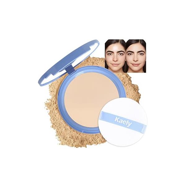 evpct Oil Control Pressed Face Powder Compact for Women, Translucent Setting Makeup Foundation Waterproof Long Lasting Lightweight, polvo compacto de maquillaje, 02 Natural Beige