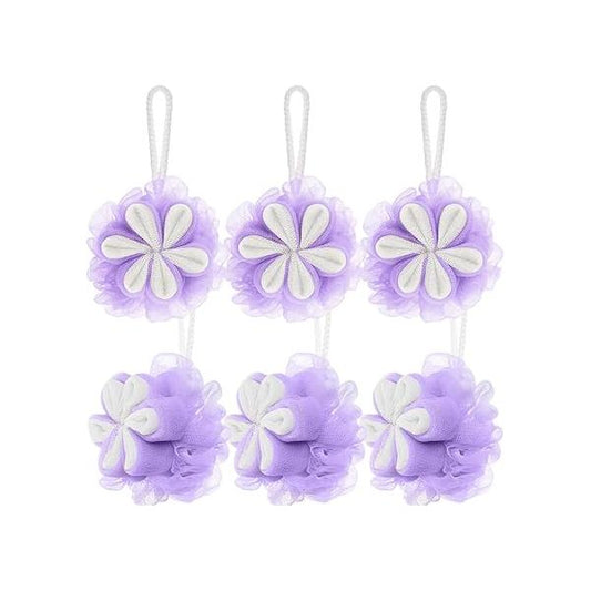 6 Pack Bath Loofah Sponge Flower Shower Sponges for Exfoliating Body Scrubber Spa Gifts Women Bathroom Cleaning Bathing Accessories Men(Multicolor)