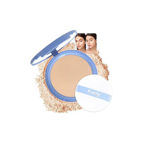 evpct Oil Control Pressed Face Powder Compact for Women, Translucent Setting Makeup Foundation Waterproof Long Lasting Lightweight, polvo compacto de maquillaje, 02 Natural Beige