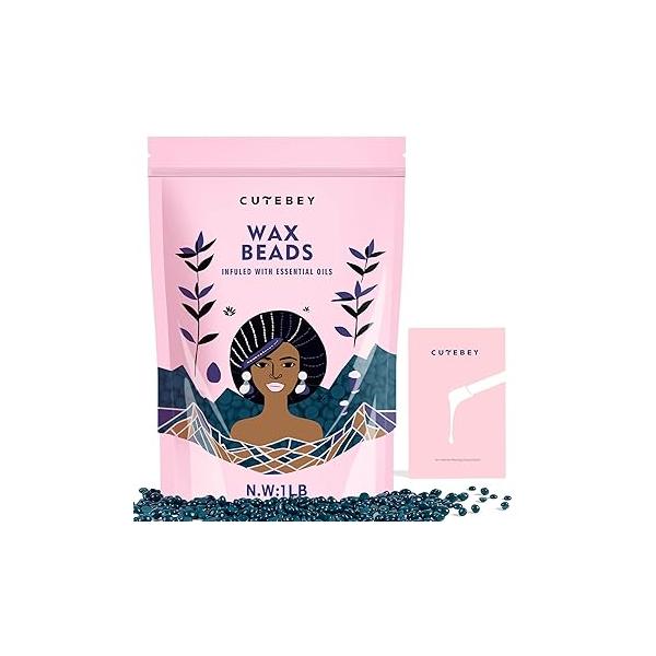 Hard Wax Beads Waxing Beads: 1LB Natural for Hair Removal Brazilian Bikini Face Sensitive Skin -for Home Refill Bulk(Green)