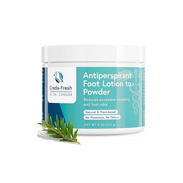 Foot Lotion to Powder for Excessive Sweating - Plant Based Smelly Feet Odor Eliminator & Dry 4oz