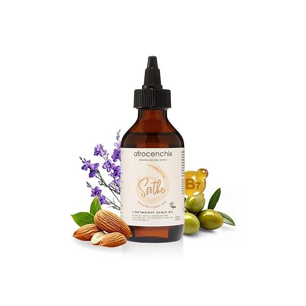 Afrocenchix Soothe - Natural Scalp Essential Oil for Afro & Curly Hair Promotes Follicle Growth Healthy Relieves Itch, Moisturizes, and Protects Vegan 100ml (3.5oz)