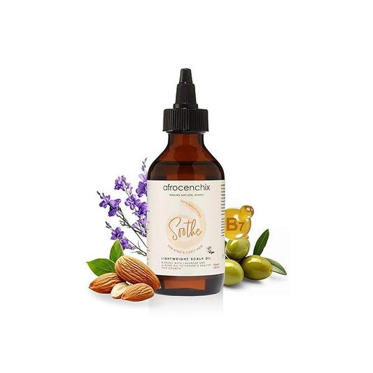 Afrocenchix Soothe - Natural Scalp Essential Oil for Afro & Curly Hair Promotes Follicle Growth Healthy Relieves Itch, Moisturizes, and Protects Vegan 100ml (3.5oz)