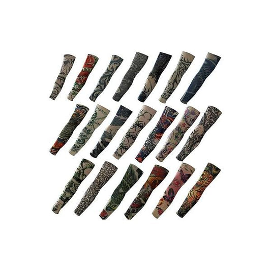 20pcs Set Fake Temporary Tattoo Sleeves Body Art Arm Stockings Accessories - Designs Tribal,Dragon,Skull,and Etc.
