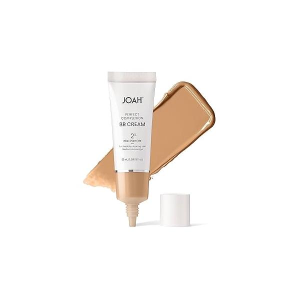 JOAH Beauty Perfect Complexion BB Cream with Hyaluronic Acid and Niaciminade, Korean Makeup Medium Buildable Coverage, Evens Skin Tone, Lightweight, Semi Matte Finish, Fair Cool Undertones