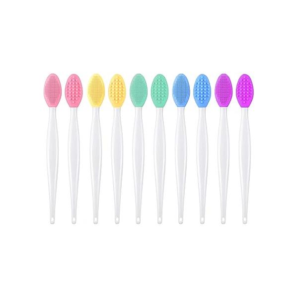 Pore Cleansing Facial Silicone Brush, Double-Sided Lip Gentle Exfoliation & Clearer Skin Massager Nose Clean Blackhead Removal Face Scrubber Brushes 10pcs