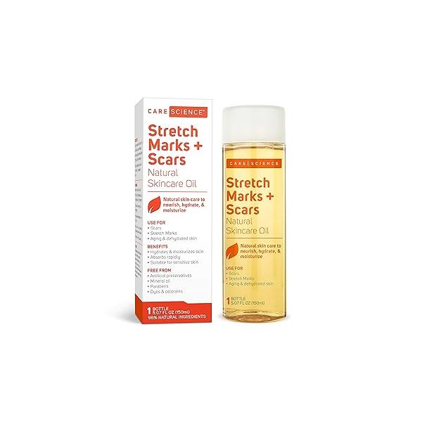 Care Science Natural Skin Body Oil Serum For Scars and Stretch Marks | Face Moisturizer Hair, Anti Aging, Dehydrated Skin, C Section Recovery Vitamin E, Olive Oil, Coconut 5 Oz
