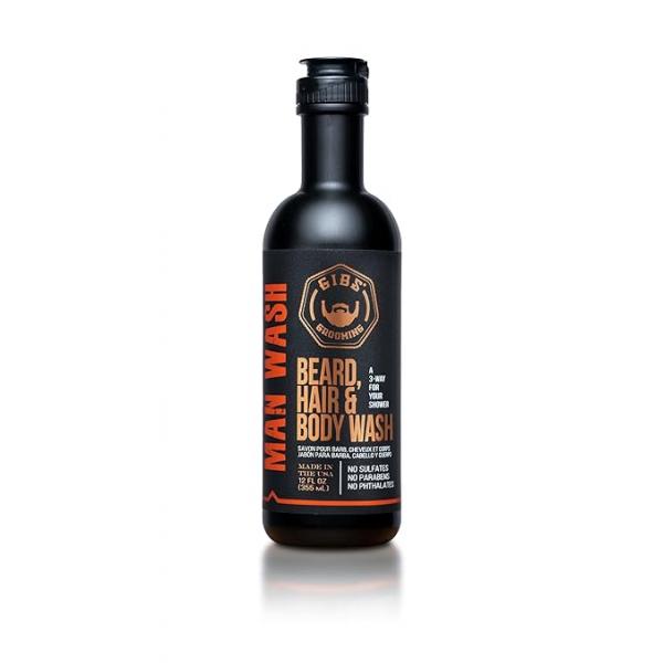 GIBS Grooming 3 in 1 Man Wash Body for Men - Beard & Hair Moisturizing, Cleansing Liquid Sulfate Paraben Free