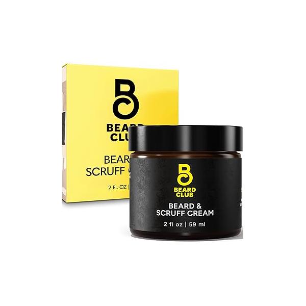 The Beard Club Biotin Balm for Men - Growth Shea Butter with Castor & Coconut Oil Moisturizing, Hydrating and Softening Cream Amber Cedar Scent 4 oz