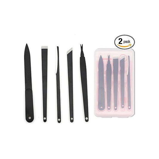 2Sets Pedicure Tools Stainless Steel Foot Scrapers Black Knifes Dead Skin Removal for Removing from Feet and Hands