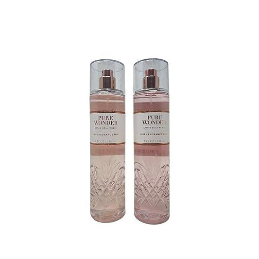 Bath & Body Works PURE WONDER Fine Fragrance Mist - Value Pack Lot of 2, Pink, 8 Fl Oz (Pack 2)