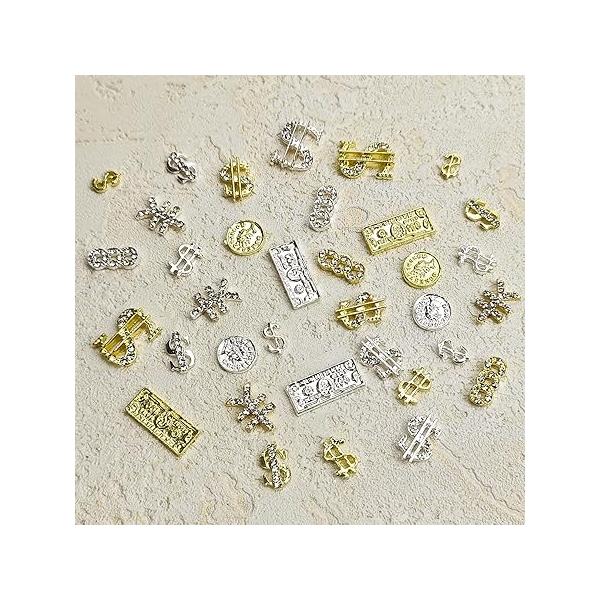 60pcs 3D Metal Bow Nail Charms Rhinestones for Acrylic Nails Alloy Bows Gold Silver Gray Bowknot Art Cute Kawaii Accessories Jewels Women Girls Manicure