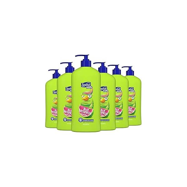Suave Kids 3-in-1 Tear Free, Body Wash, Shampoo and Conditioners, Dermartologist Tested, Watermelon Wonder, 18 Oz Pack of 6