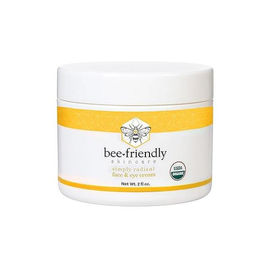 BeeFriendly Face and Eye Cream All Natural USDA Certified Organic Moisturizer, In One Face, Eye, Neck, Decollete Cream, 2 oz