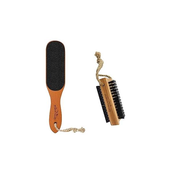 Wooden Cleaning Finger Nail Brush & Pumice Stone Foot File