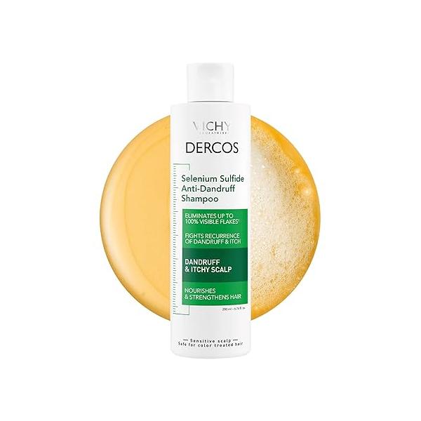 Dercos Selenium Sulfide Anti Dandruff Shampoo, Dry Scalp Treatment and Itch Relief. Prescription Strength Comparable to 2% Ketoconazole, for Mild Severe Dandruff-Prone Hair & Flaky, Itchy Scalps