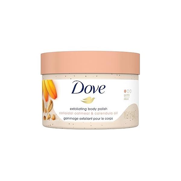 Dove Exfoliating Body Polish Scrub for Silky Skin Oatmeal & Calendula Oil Exfoliates Gives Lasting Nourishment 10.5 oz