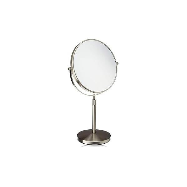JERDON Two-Sided Tabletop Makeup Vanity Mirror - 5X-1X Magnification & Swivel Design 9-Inch Diameter with Adjustable Height Polished Chrome Finish Model JP4045C