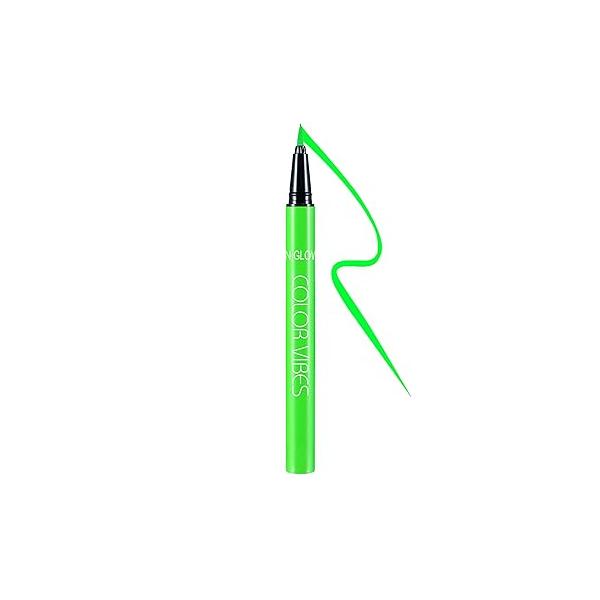 UV Neon Liquid Eyeliner, Matte Colored Eyeliner Pen, Waterproof Smudge-proof Pigmented Eye Liner, Glow Brightly Under Lights, Colorful Makeup For Rave Party Music Festival, Yellow