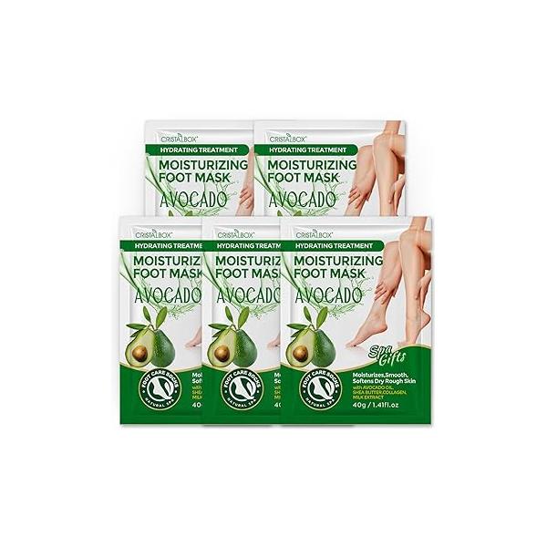 Moisturizing Foot Mask 5 Pack,Hydrating Masks for Dry Cracked Feet,Moisturizing Socks Skin Moisturizer Soft and Smooth Touch Feet,Foot Care Spa Gifts Women Men Mother's Day