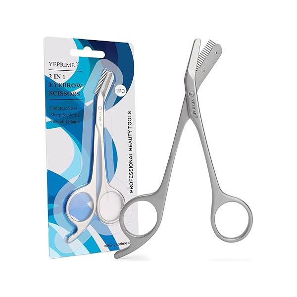 Eyebrow Trimming Scissors with Comb, Gifts For Men Women Stocking Stuffers, Stainless Steel