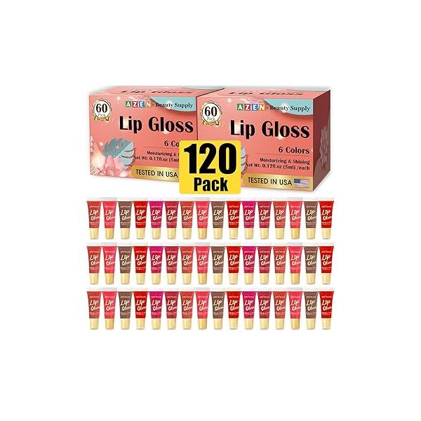 AZEN 24 Pack Lip Gloss Set, Color Oil for Dry Cracked Lips Moisturizing Hydrating Nourishing with Vitamin E