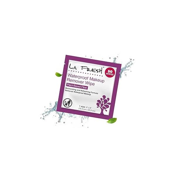 La Fresh 24/7 Makeup Remover Wipes, Easily Remove Waterproof and Moisturizing, Pack of 50 Individually Wrapped Wet Skincare Travel Essentials