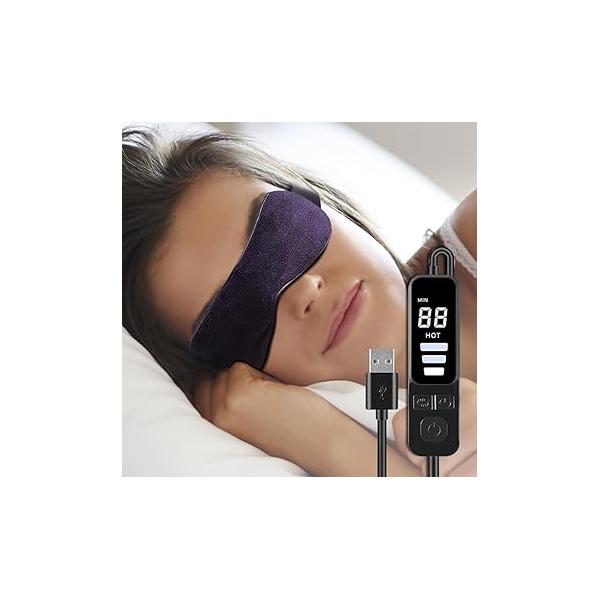 Silk Cordless Heated Eye Mask for Dry Eyes with Washable Cover, Warm Compress to Unclog Glands Heating Pad Women Men Relieve Blepharitis Chalazion MGD Syndrome Stye Treatment, Black