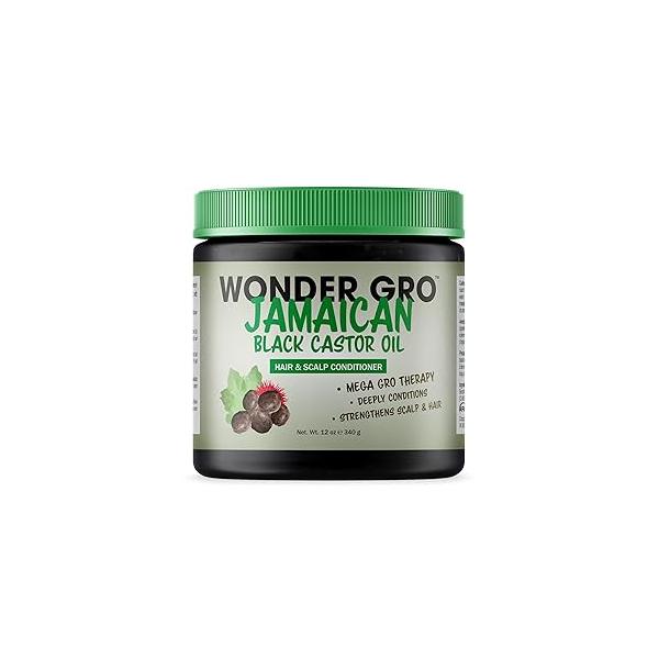Jamaican Black Castor Oil Hair Grease Styling Conditioner, 12 fl oz - Great for Strengthening Mega Growth Therapy by Wonder Gro