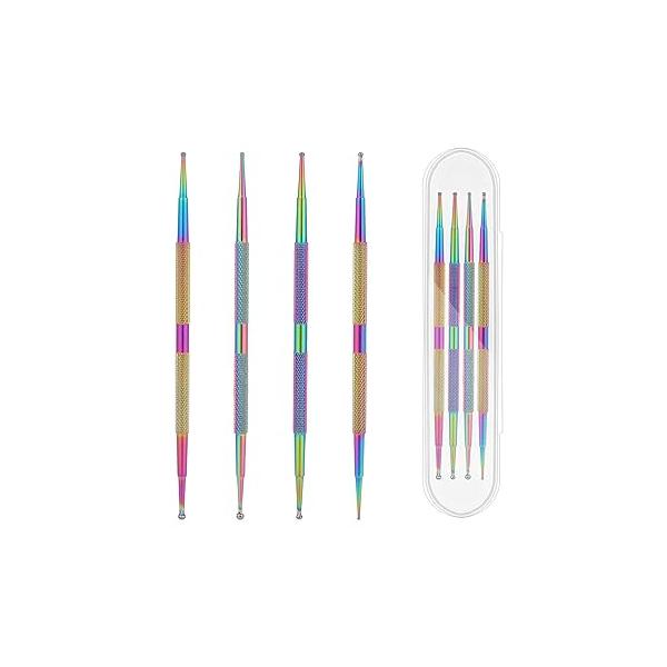 Dotting Tools,4 Pcs Professional Ball End Nail Art Tools Brushes Design Stailess Steel Pen Tool Kit Rhinestone Picker Pottery Polymer Clay