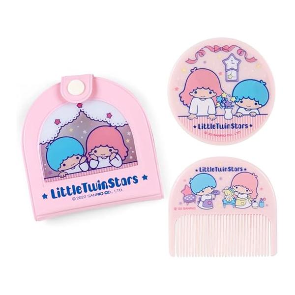 Sanrio 795712 Mirror Comb with Vinyl Case, Little Twin Stars, Kikirara Fashionable Miscellaneous Goods ~ Hagaitai Character 3.3 x 0.5 3.2 inches (8.5 1.2 8.2 cm)