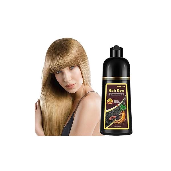 Herbal Light Brown Hair Color Shampoo - 3 in 1 Lasting Dye for Women & Men, 17.60 Fl Oz